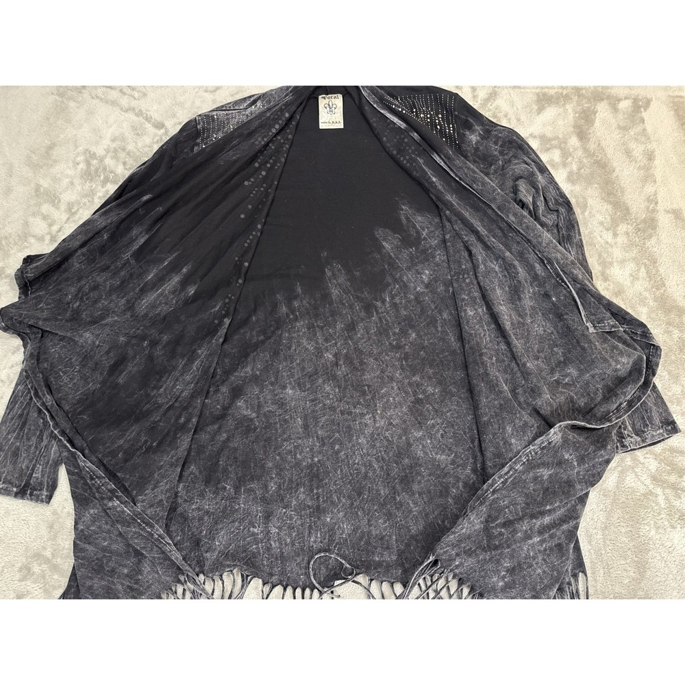 Vocal Cardigan Womens XL Black Dark Fairy Avant Garde Whimsigoth Fringe - Picture 9 of 15